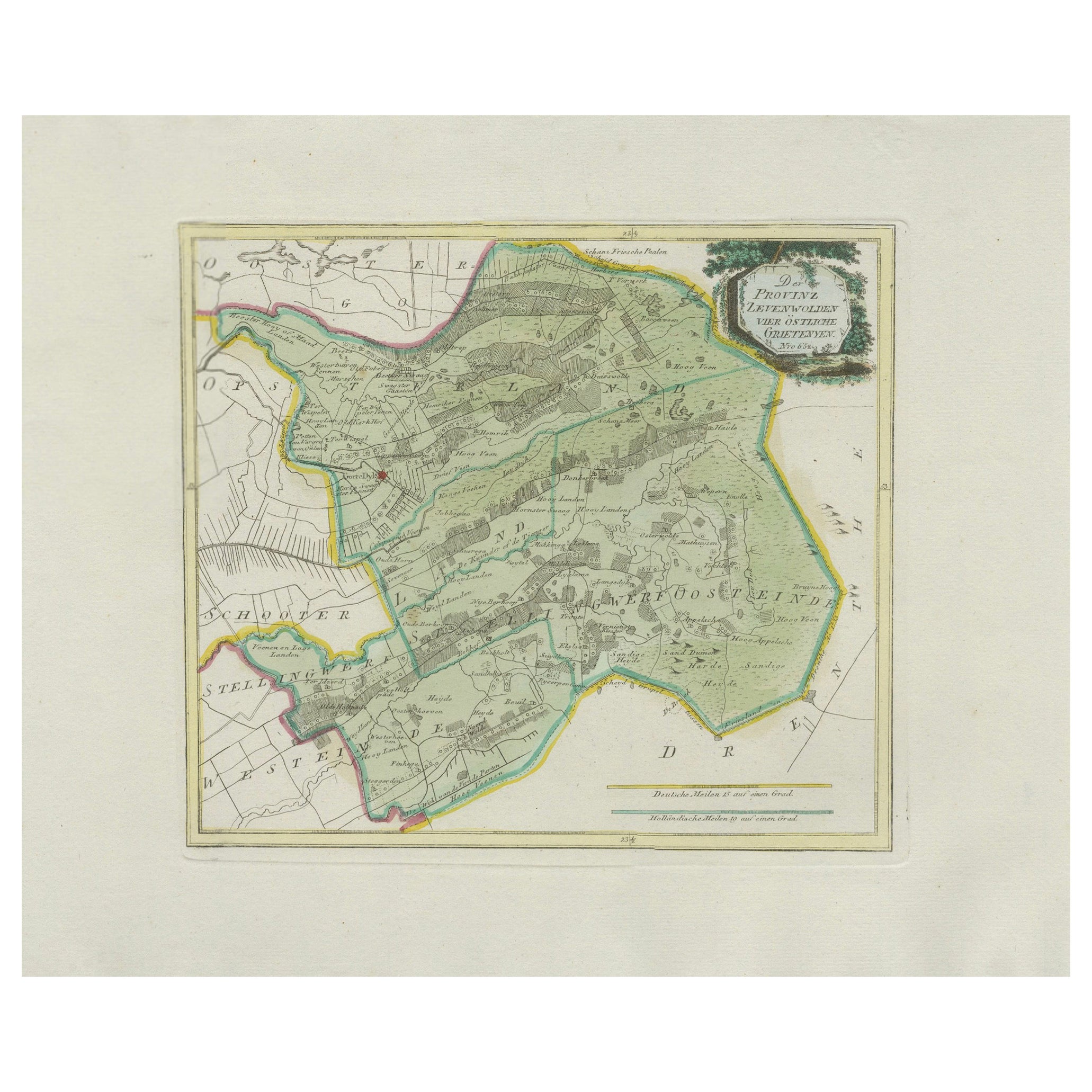 Rare carte ancienne colorée à la main de la Frise orientale par von Reilly, 1791 en vente