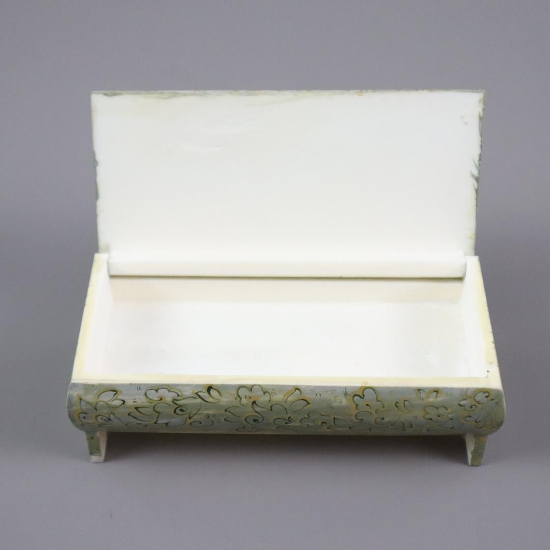 West Asian Rare Antique Hand-Painted  Miniature BOX Multi Music Figure Jewlery Box Gold For Sale