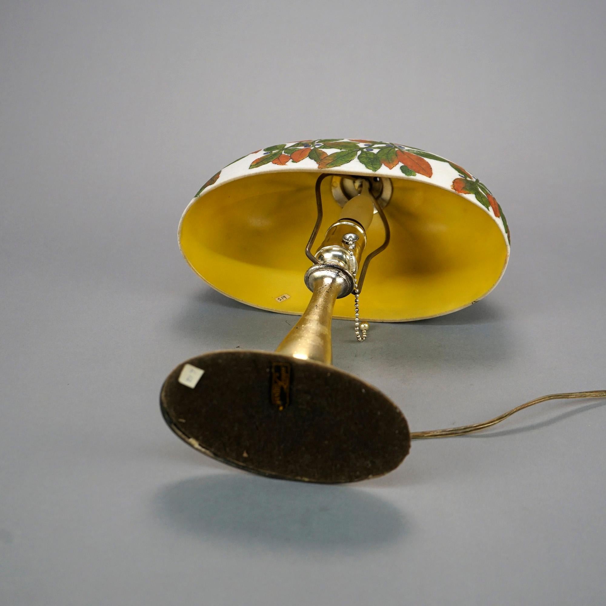 Rare Antique Handel Oval Leaf & Berry Shade Boudoir Lamp, Signed, c1920 3