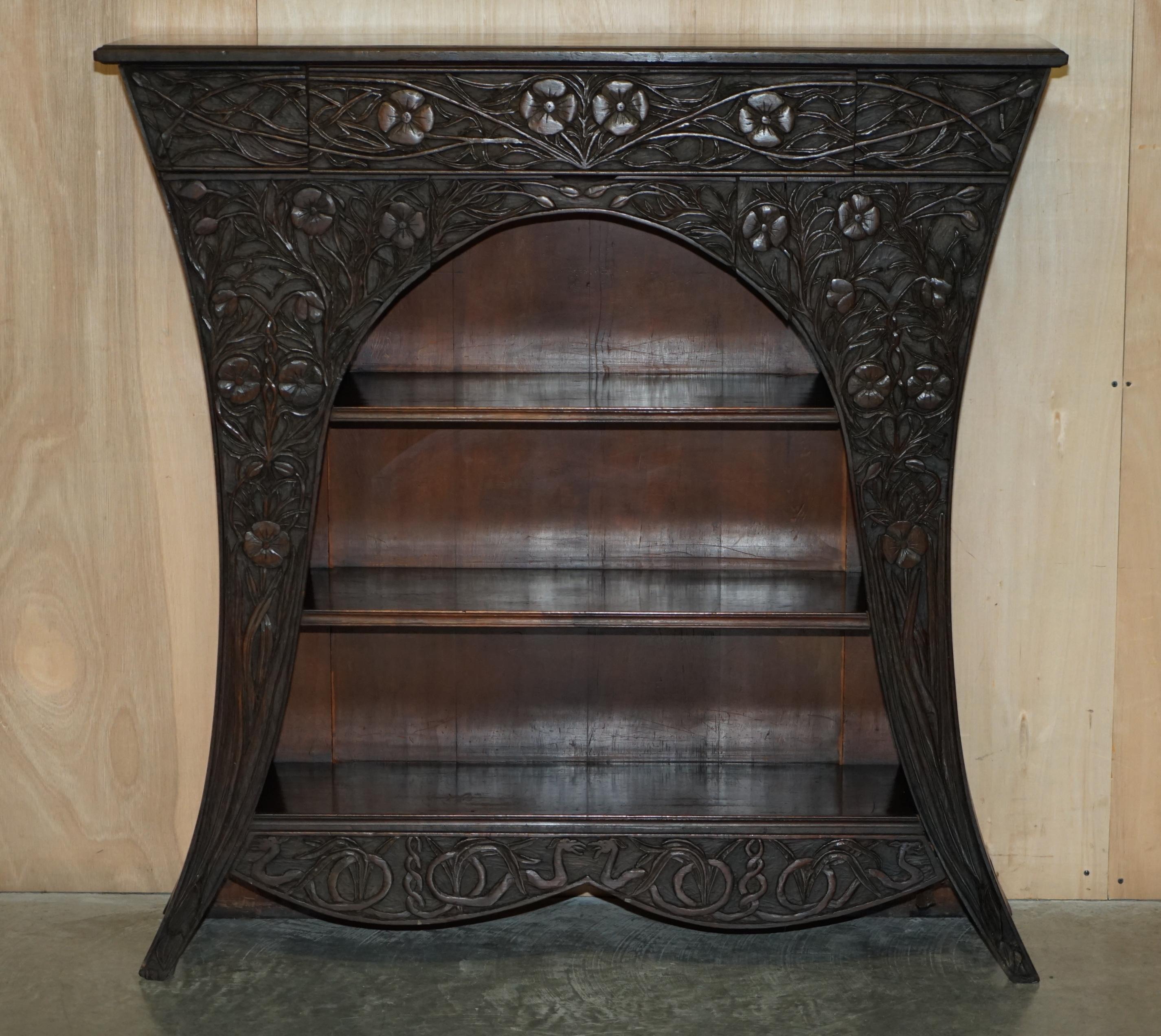 Royal House Antiques

Royal House Antiques is delighted to offer for this really quite stunning Antique circa 1860-1880 Art Nouveau style bookcase which is wonderfully curved to the sides and has ornate carvings to the front 

Please note the