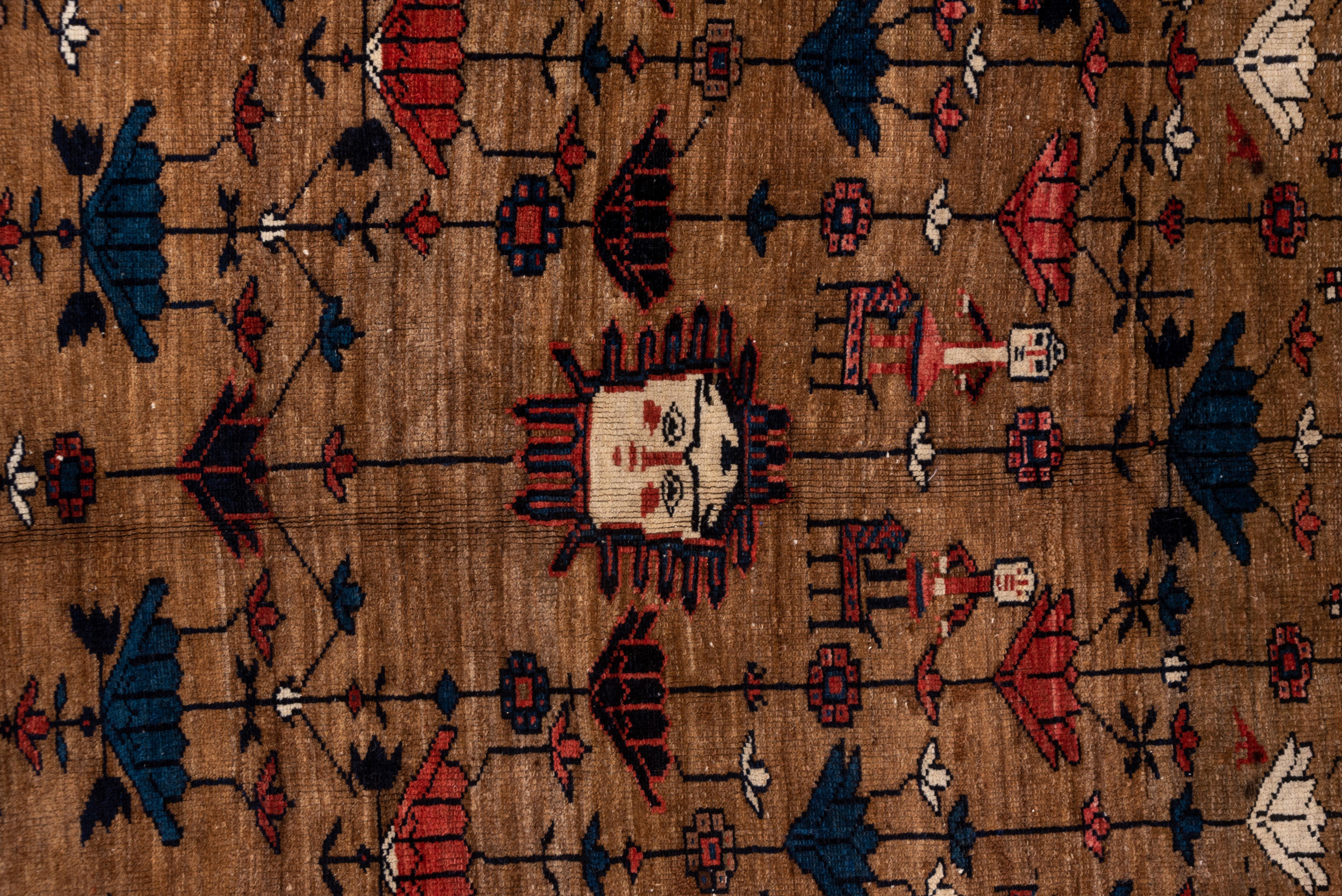 Heriz Serapi Rare Antique Heriz Bakhshayesh Carpet, Brown and Rich Red Field, B For Sale