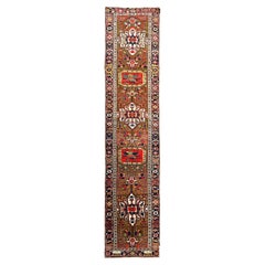 Seltener Antiker Heriz Läufer Antiker Handgefertigter Teppich Serapi 3x18 94cm x 531cm