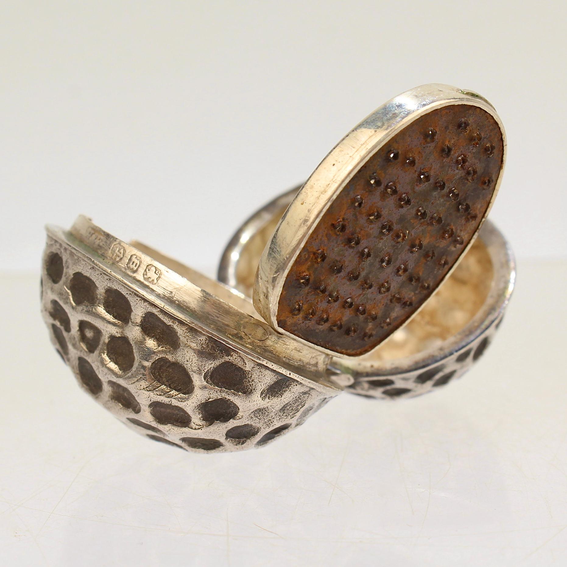 Women's or Men's Rare Antique Hilliard & Thomason Sterling Silver Walnut Form Nutmeg Grater