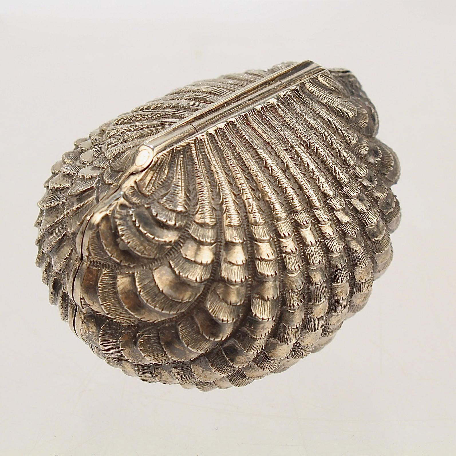 Victorian Rare Antique Hilliard & Thomason Sterling Silver Seashell Form Nutmeg Grater
