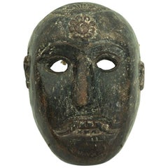 Rare Antique Himalayan Carved Wood Dancing Mask