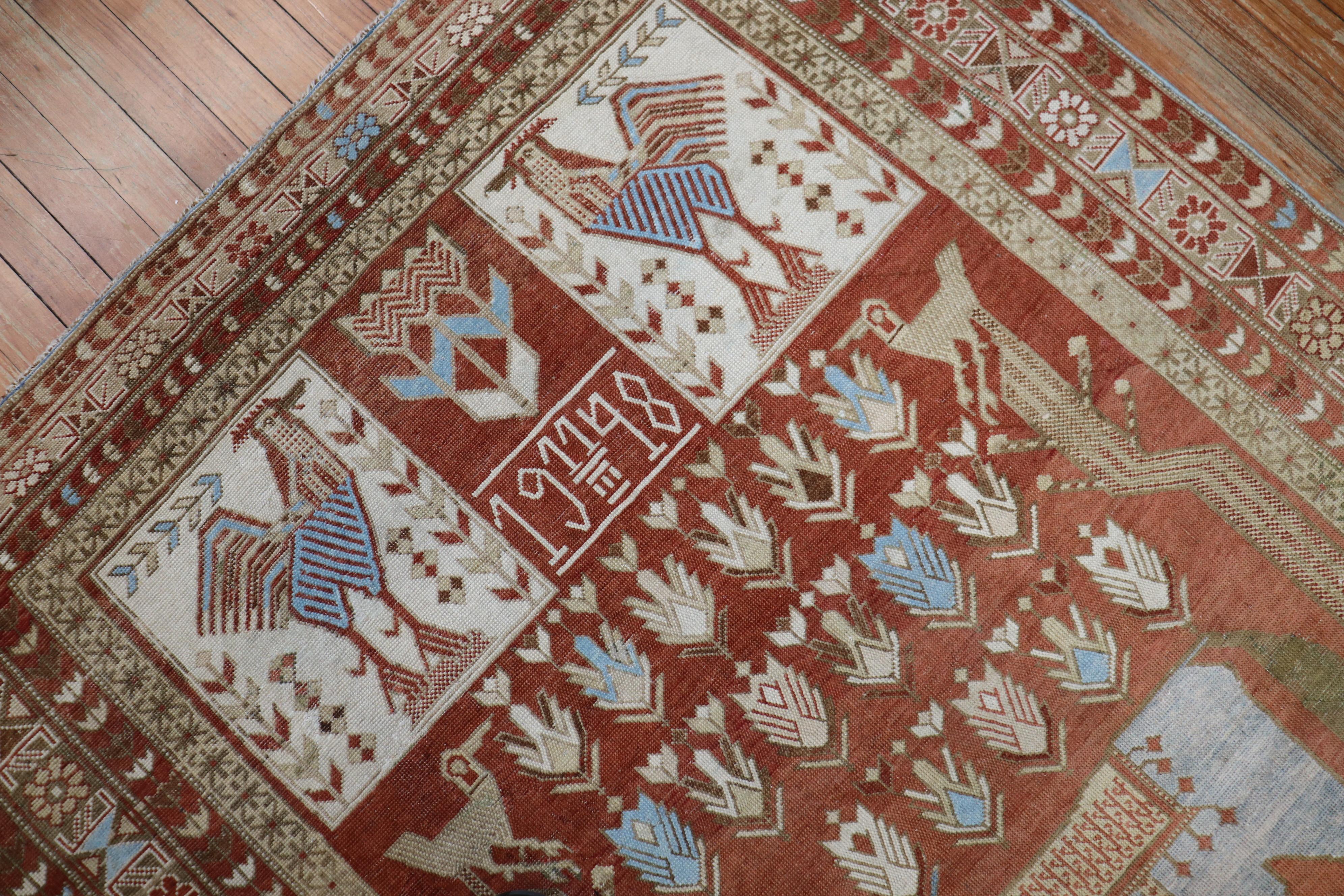 Seltener antiker kaukasischer Schirwan-Teppich mit Pferdehuster, datiert 1948 (Volkskunst) im Angebot