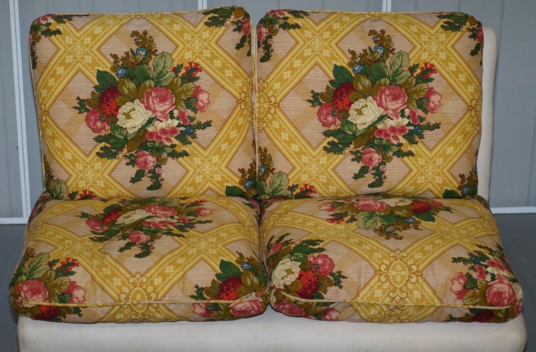 Rare Antique Howard and Sons Stamped Pair of Sofa Benches Feather