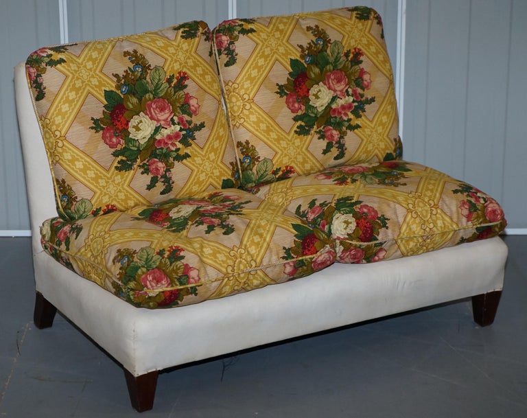 Rare Antique Howard and Sons Stamped Pair of Sofa Benches 