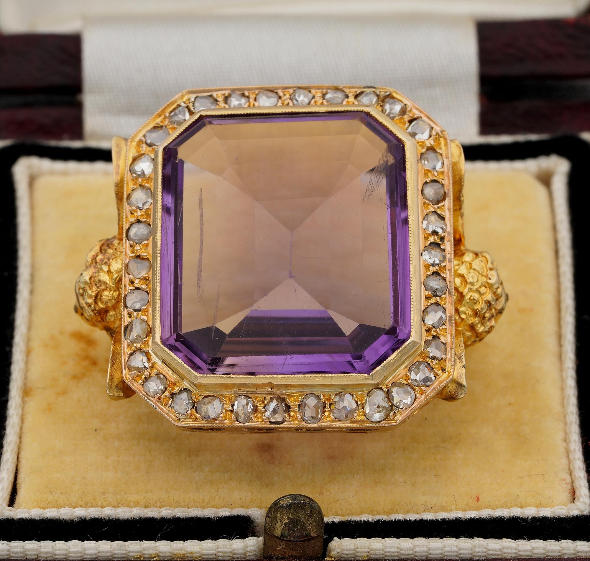 Embraced By Angels

Rare to get in our jewellery inventory, antique Bishop ring are very scarce in general
This amazing 1890 ca example comes from a private collection, perfect condition except a sign of an old resizing as it was originally very big