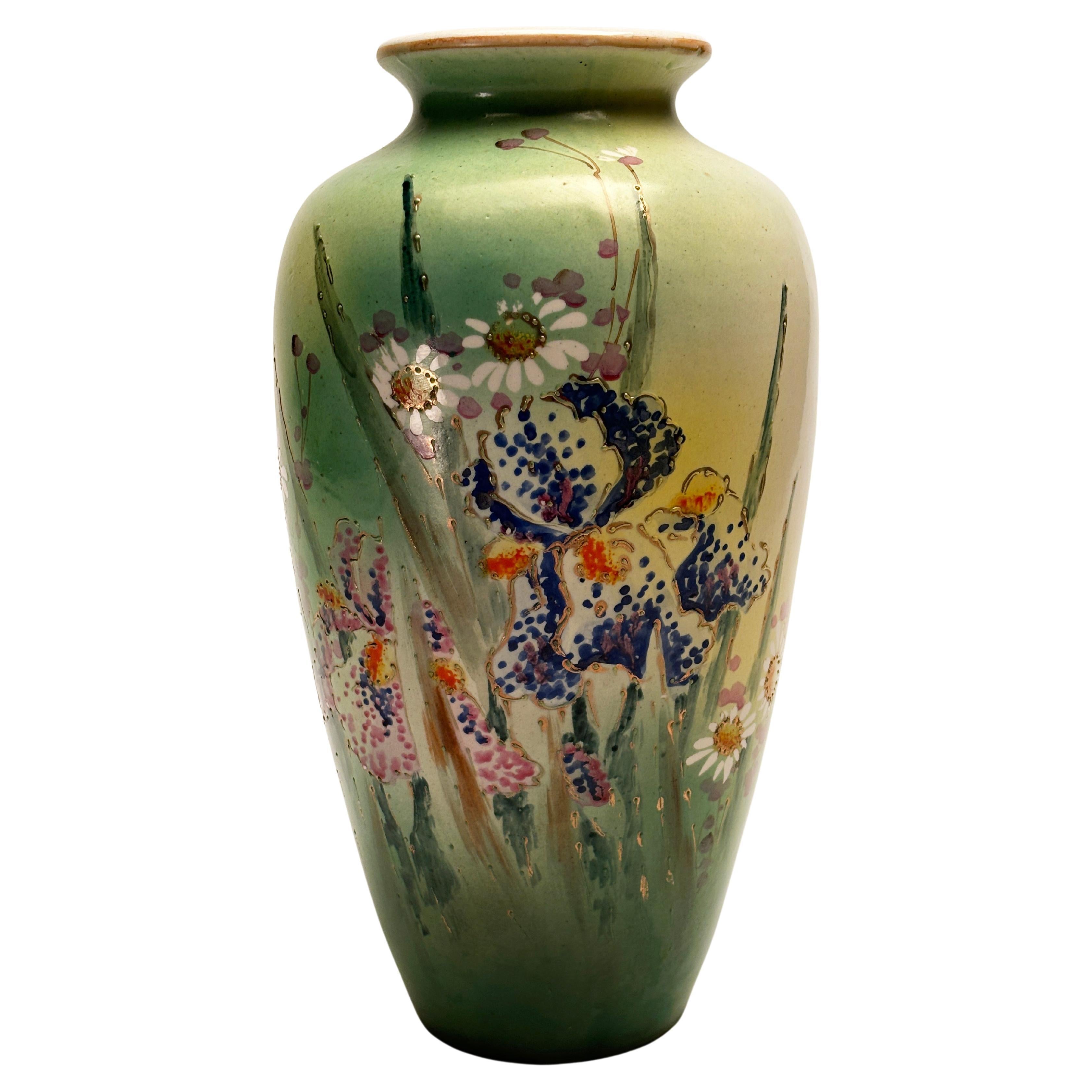 Rare Antique Impressionistic Hand-painted Vase Finished with Moriage Decoration
