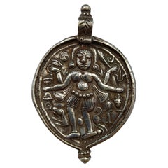 Seltenes antikes indisches Hindu-Silber   Anhänger Ritual tragbarer Sammlerstück Asiatisch