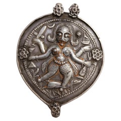 Rare Antique Indian Hindu Silver Pendant Ritual wearable collectible Asian