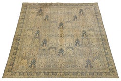 Rare Antique Indian Larestan Wool Rug with Repeating Mihrab Design & Calligraphy