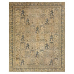 Rare Antique Indian Larestan Wool Rug with Repeating Mihrab Design & Calligraphy