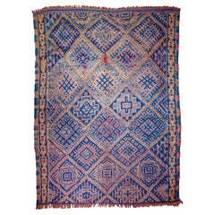 Rare Antique Indigo Moroccan Beni M'Guild Carpet Curated By Breuckelen Berber