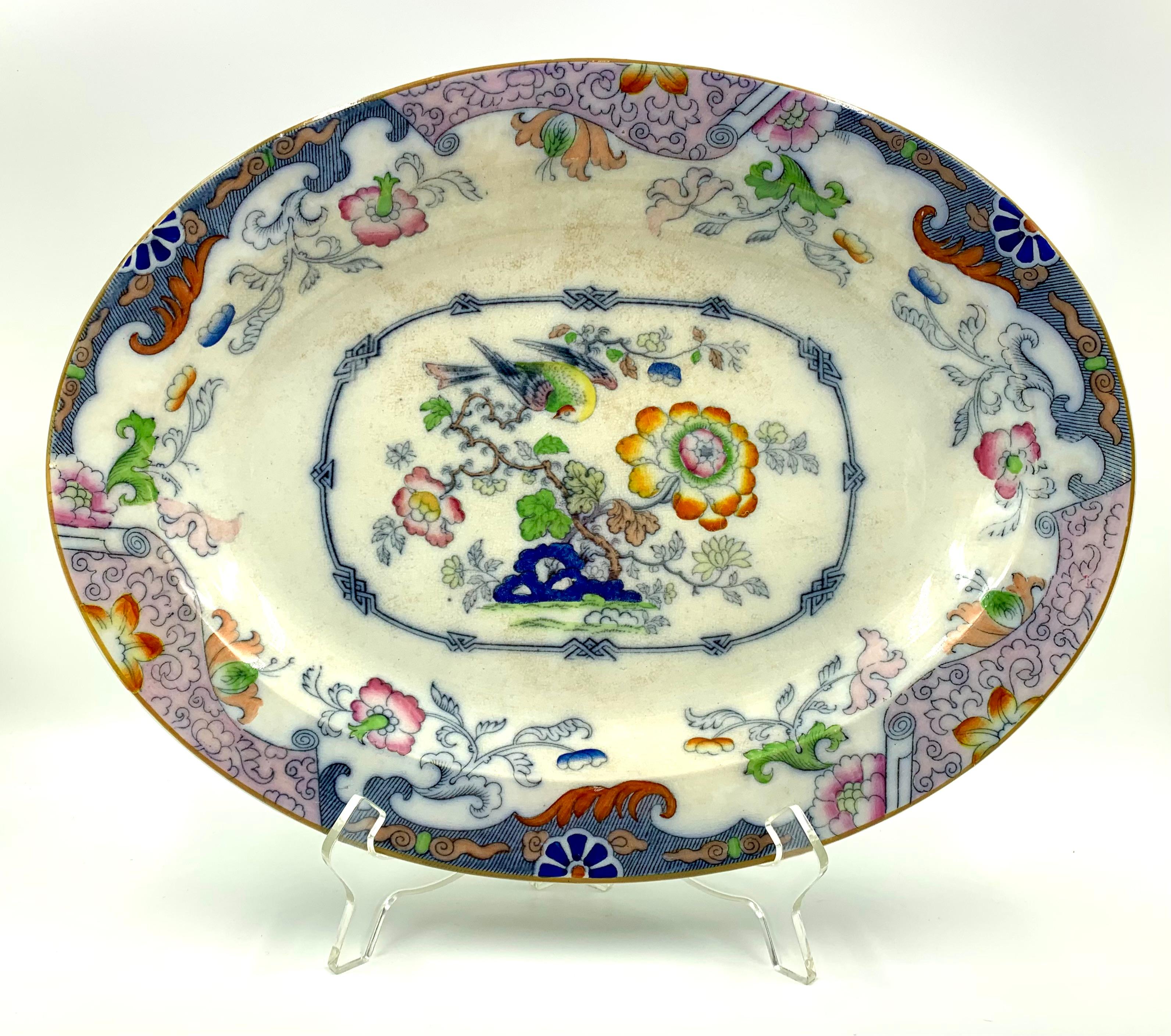 Seltene antike Mason's Ironstone Ashworth Chinoiserie große Servierplatte (Handbemalt) im Angebot