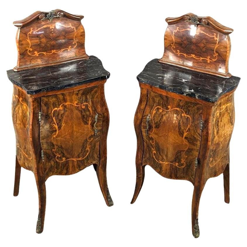 Rare Antique Italian Rococo Bombe Circassian Walnut Burl Marquetry Bedroom Set For Sale 2