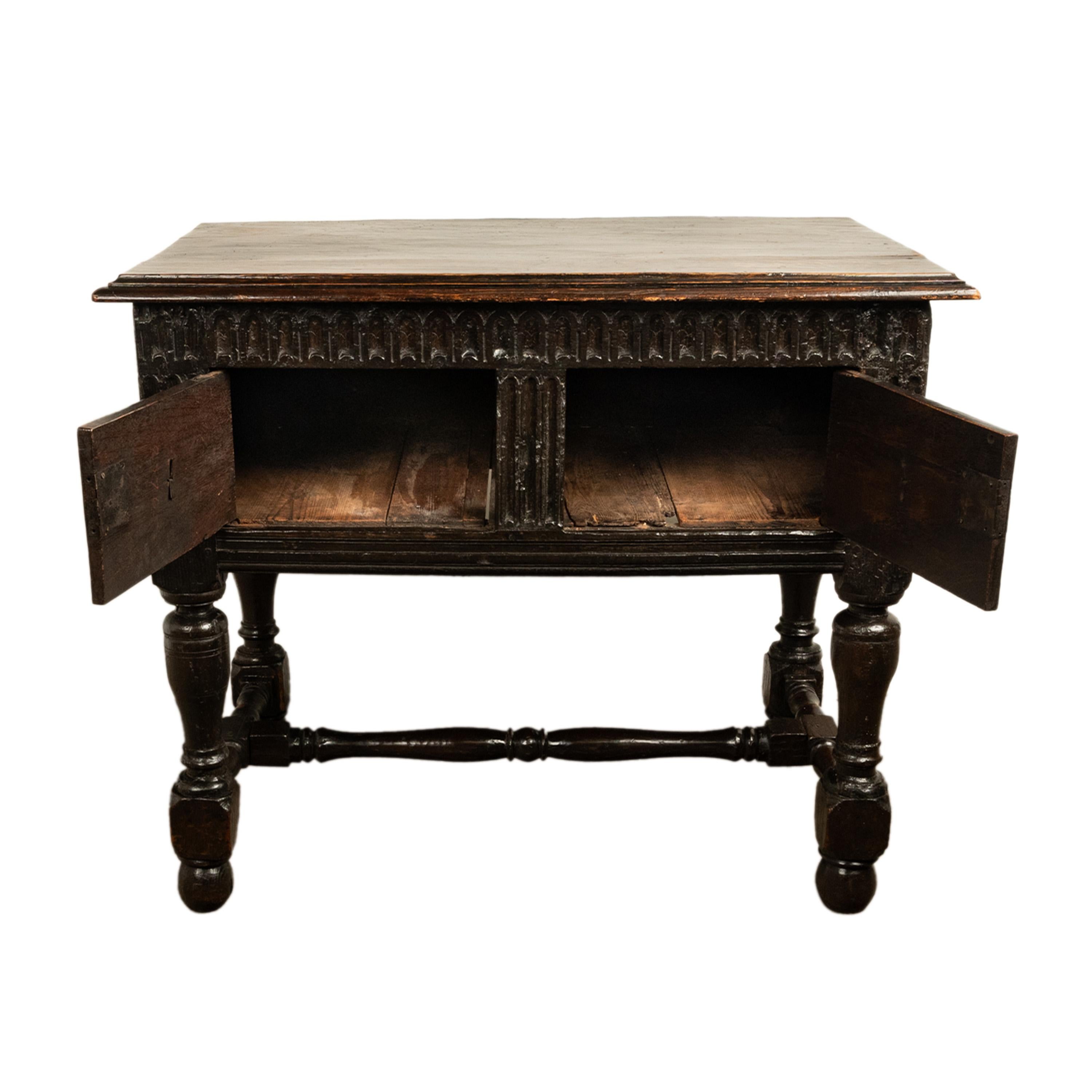 Rare Antique James I Jacobean Carved Oak Side Table Sideboard Cupboard 1620 For Sale 5