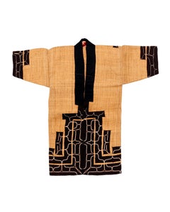 Rare Antique Japanese Ainu Robe Hokkaido Elm Fibers with Appliqué Embroidery