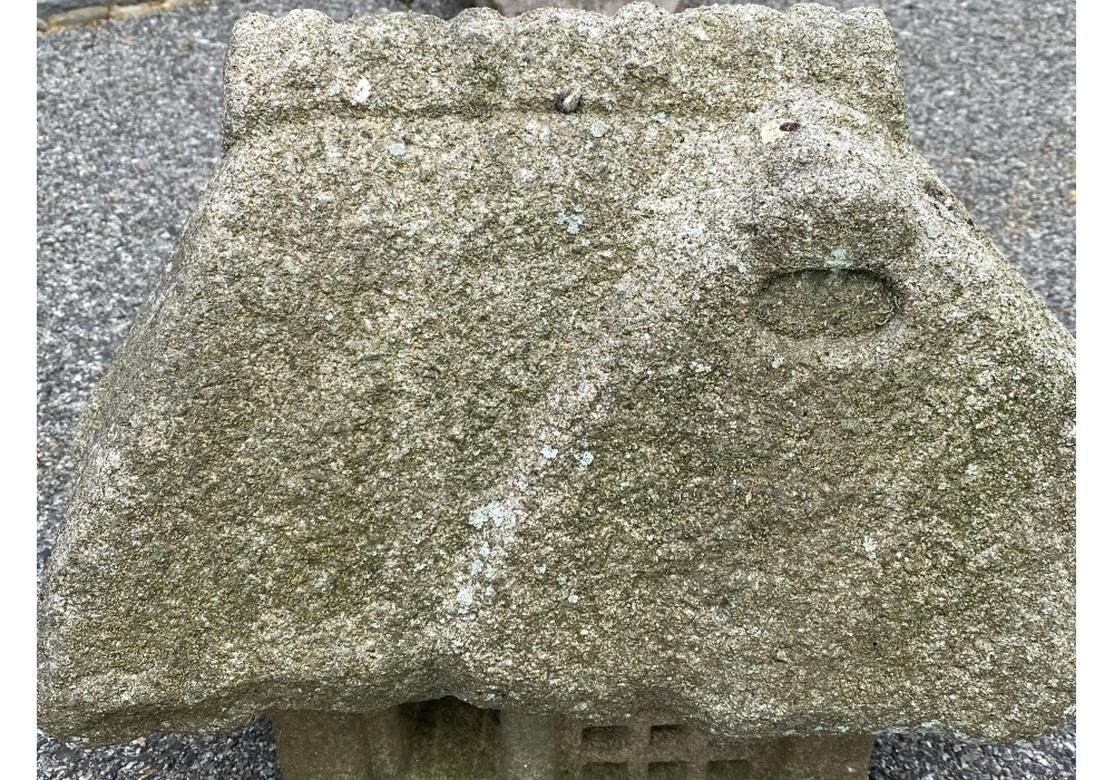 20th Century Rare Antique Japanese Carved Stone Garden Cottage Model