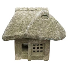 Rare Antique Japanese Carved Stone Garden Cottage Model