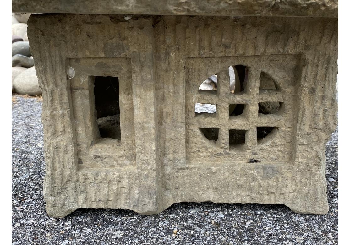 Rare Antique Japanese Carved Stone Garden House Model For Sale 5