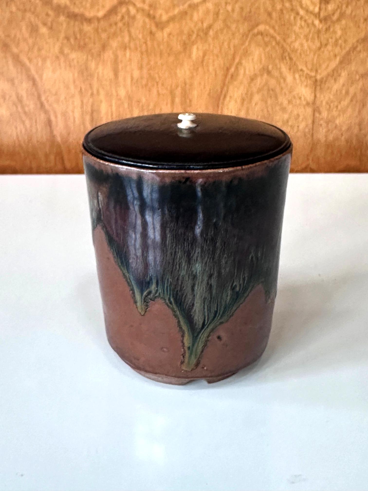 Edo Rare Antique Japanese Ceramic Takatori Ware Hoso Mizusashi en vente