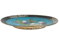 Rare Antique Japanese Cloisonne Enamel Charger Plate With Figures 12 Inch