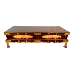 Rare Antique Japanese Coffee Table with Rouge Marble Top & Lucite Legs