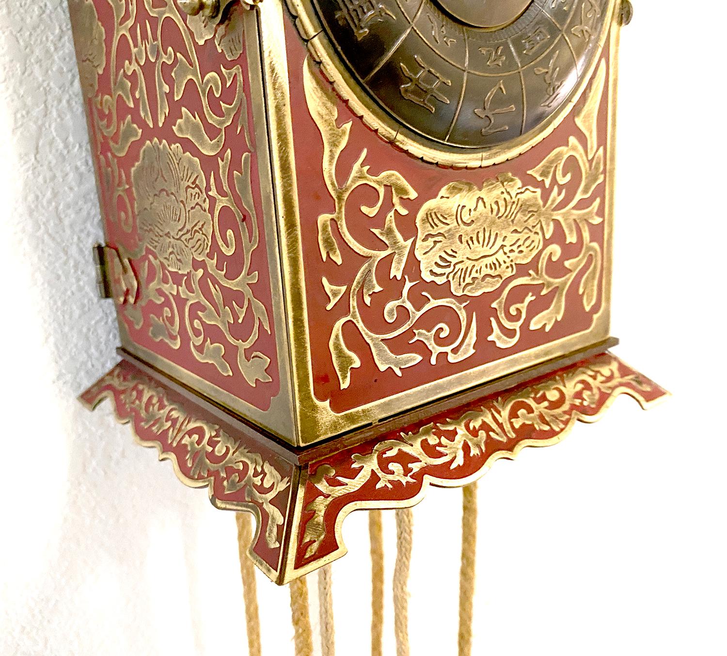 Rare Antique Japanese Double Foliot Striking Lantern Wall Clock Kake Dokei 3