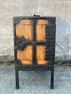 Rare Antique Japanese Edo Era c1800 Funadansu Ship's Tansu Chest w/ Stand 17"
