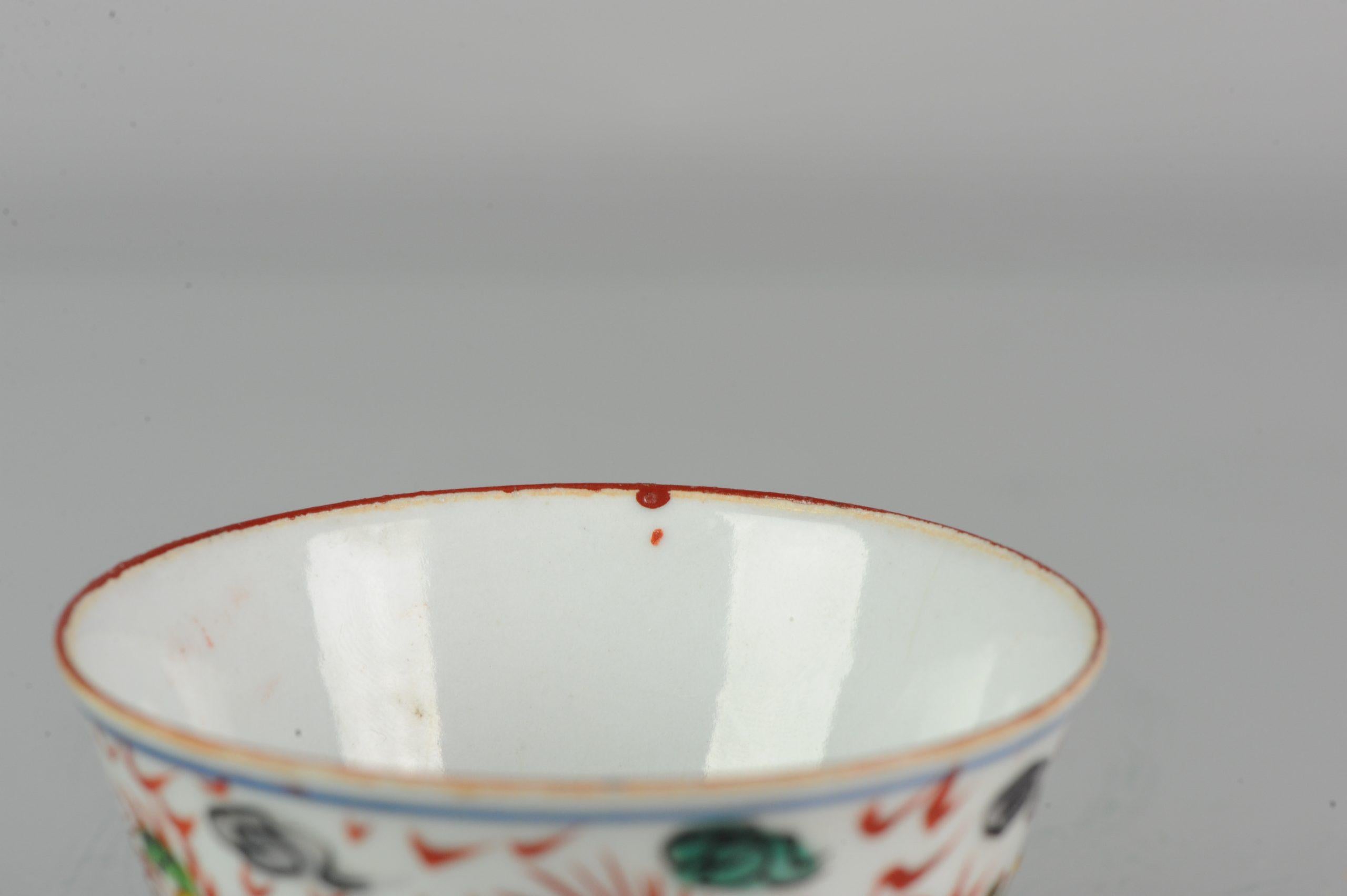 Rare! Antique Japanese Meiji Period Set Of Tea Bowls Porcelain Dragon  8