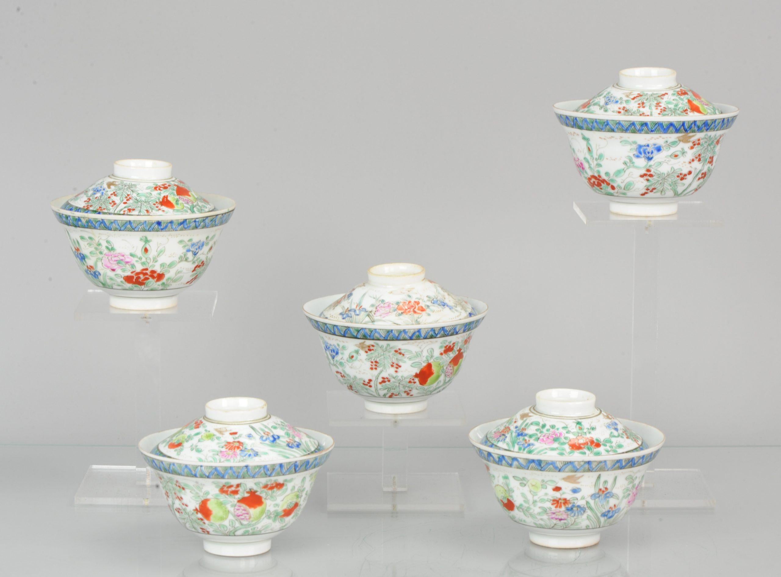 Edo Rare Antique Japonais Période Meiji Set de Bols à Thé Porcelaine Straits en vente