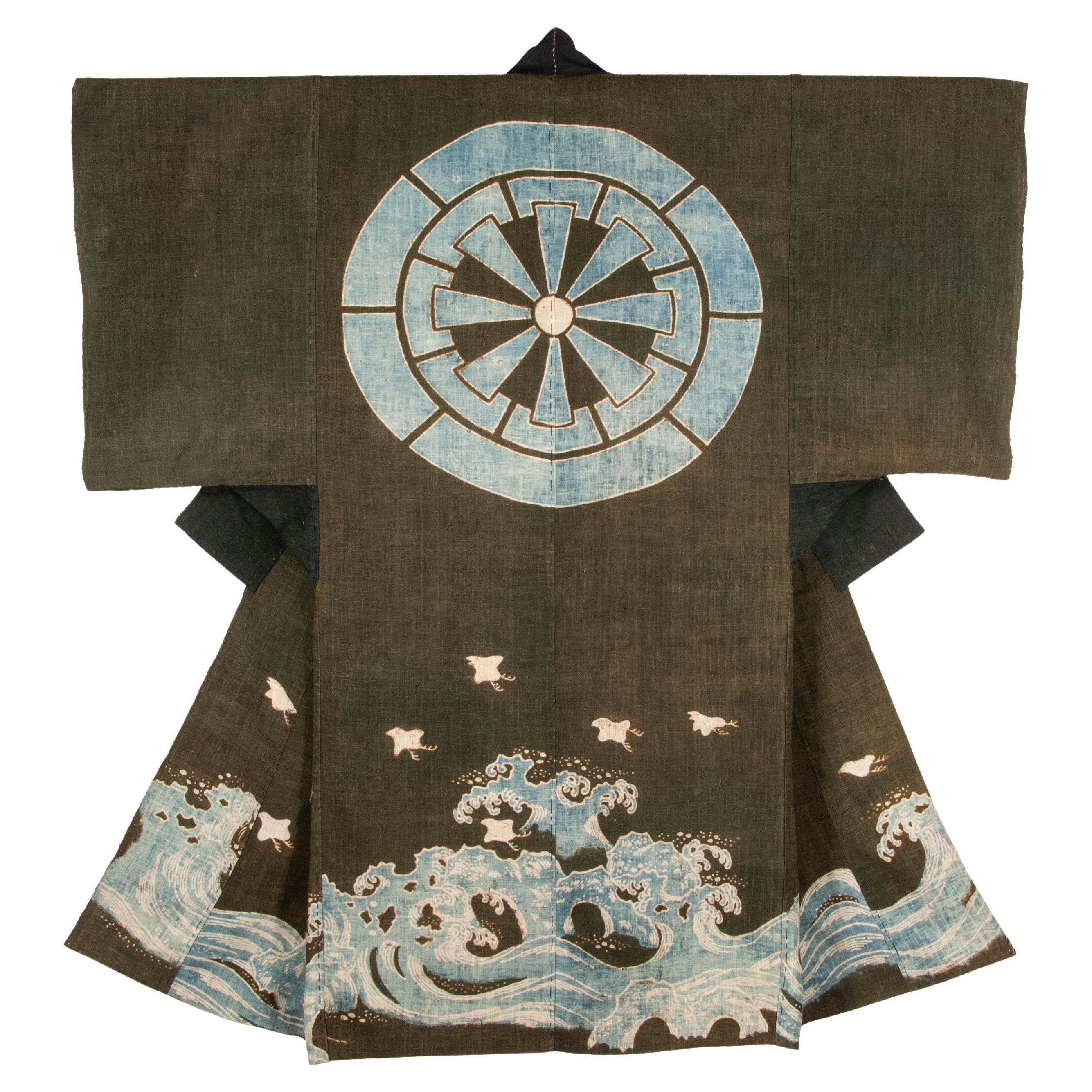 Seltener antiker japanischer übergroßer schlafender Kimono (Yogi)