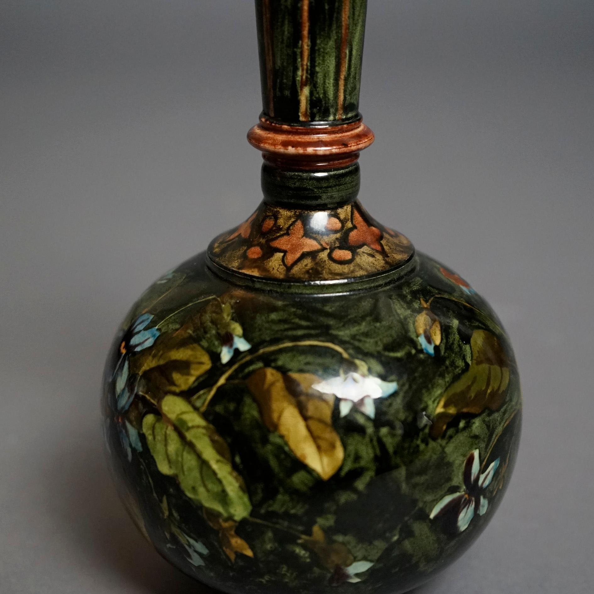 Rare Antique John Bennett Art Pottery Lidded Bottle Vase, New York, Dated 1878 4