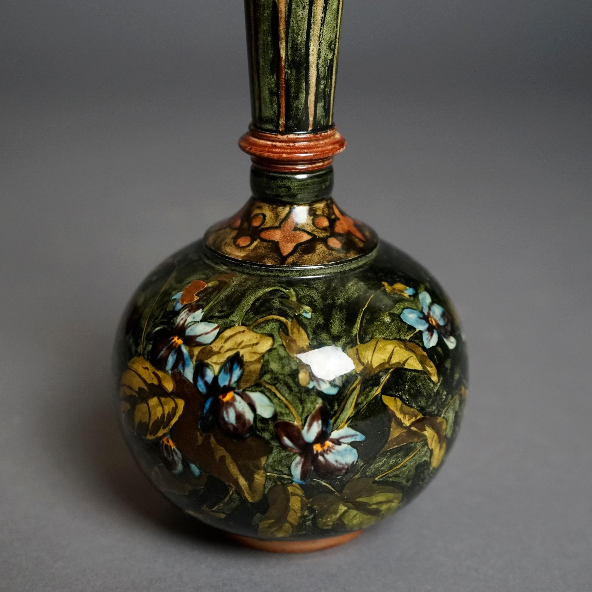 Rare Antique John Bennett Art Pottery Lidded Bottle Vase, New York, Dated 1878 2