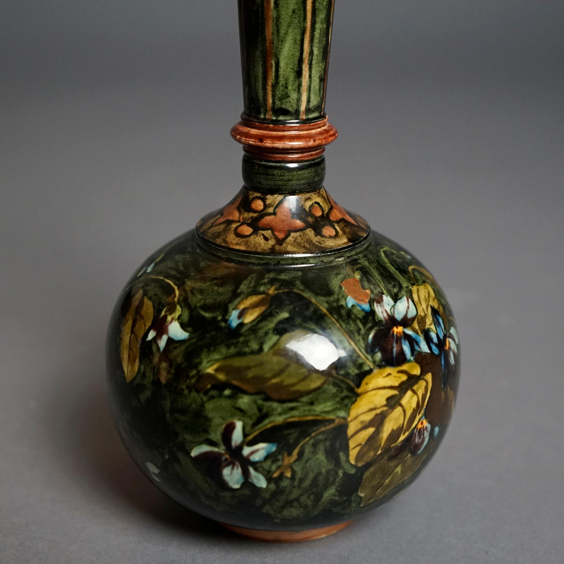 Rare Antique John Bennett Art Pottery Lidded Bottle Vase, New York, Dated 1878 3