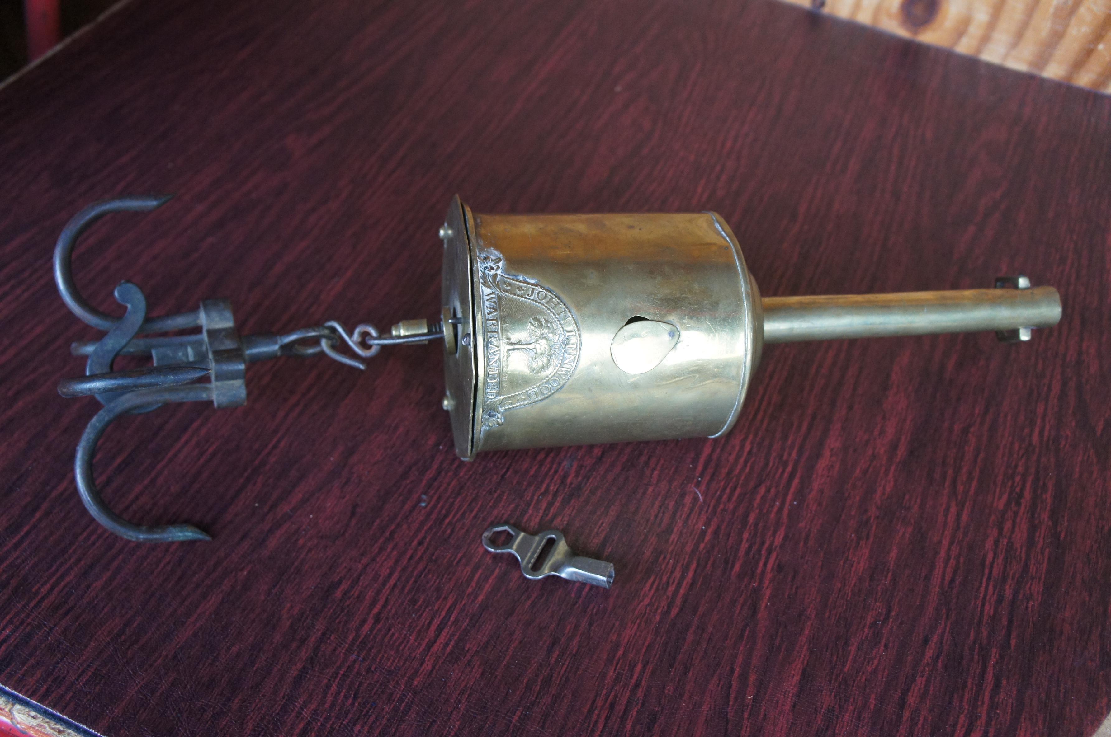 Rare Antique John Linwood English Georgian Brass Spit Meat Roasting Bottle Jack 8