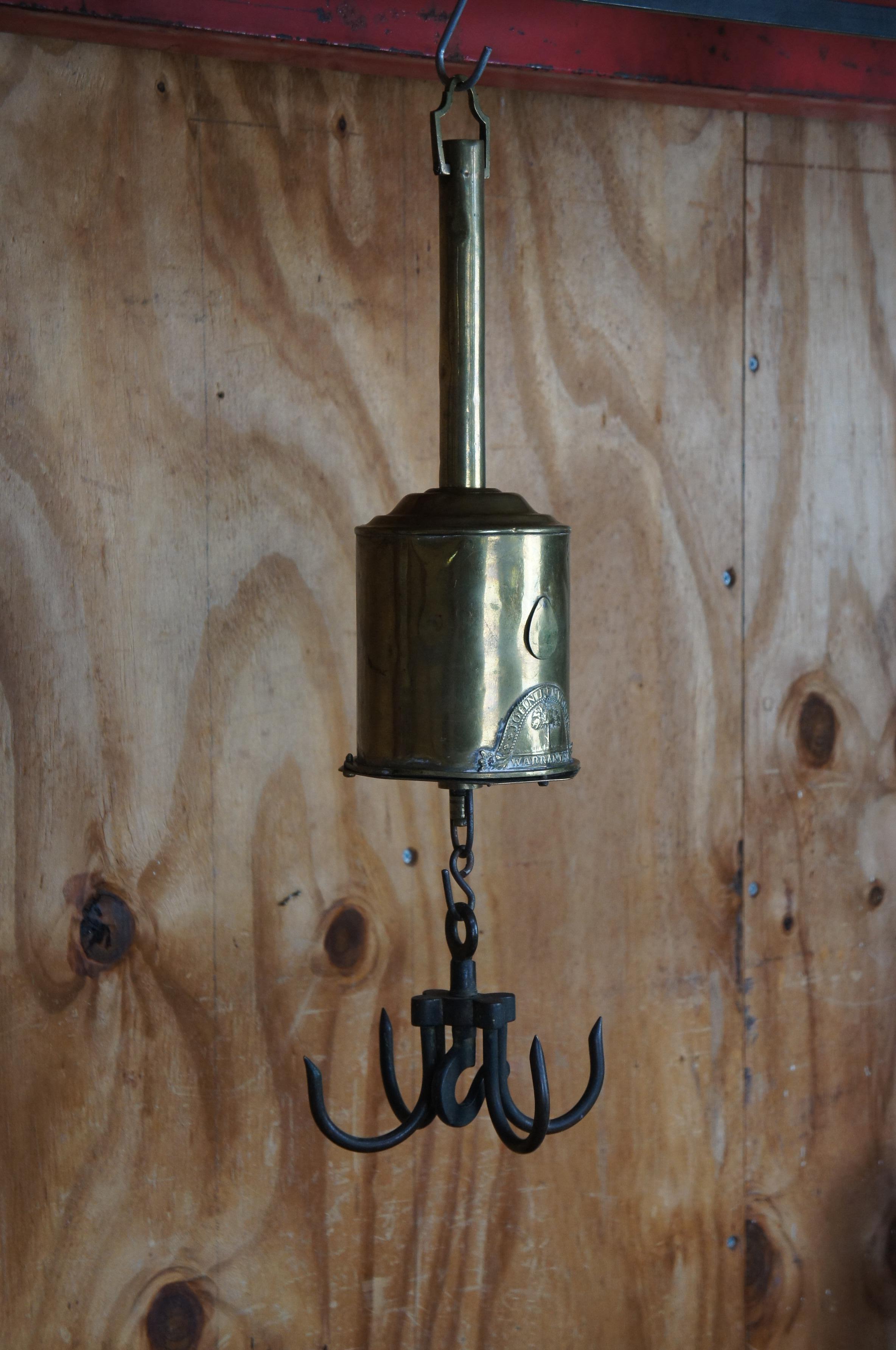 19th Century Rare Antique John Linwood English Georgian Brass Spit Meat Roasting Bottle Jack