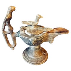 Rare lampe à huile judaïque ancienne en bronze avec inscriptions hébraïques