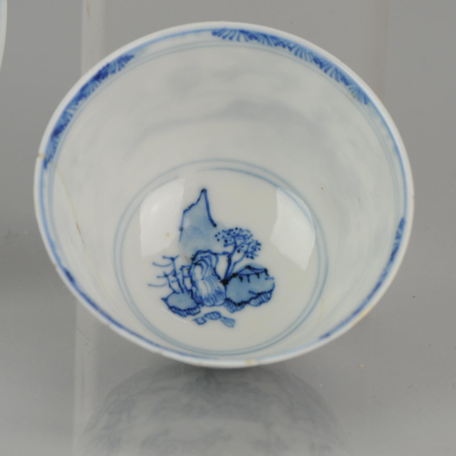 Rare service à thé ancien en porcelaine chinoise Kangxi « Master of the Rocks », 1680-1700 Bon état - En vente à Amsterdam, Noord Holland