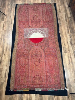 Rare Antique Kashmiri Kani Moon Shawl with Medallion & Woven Inscription