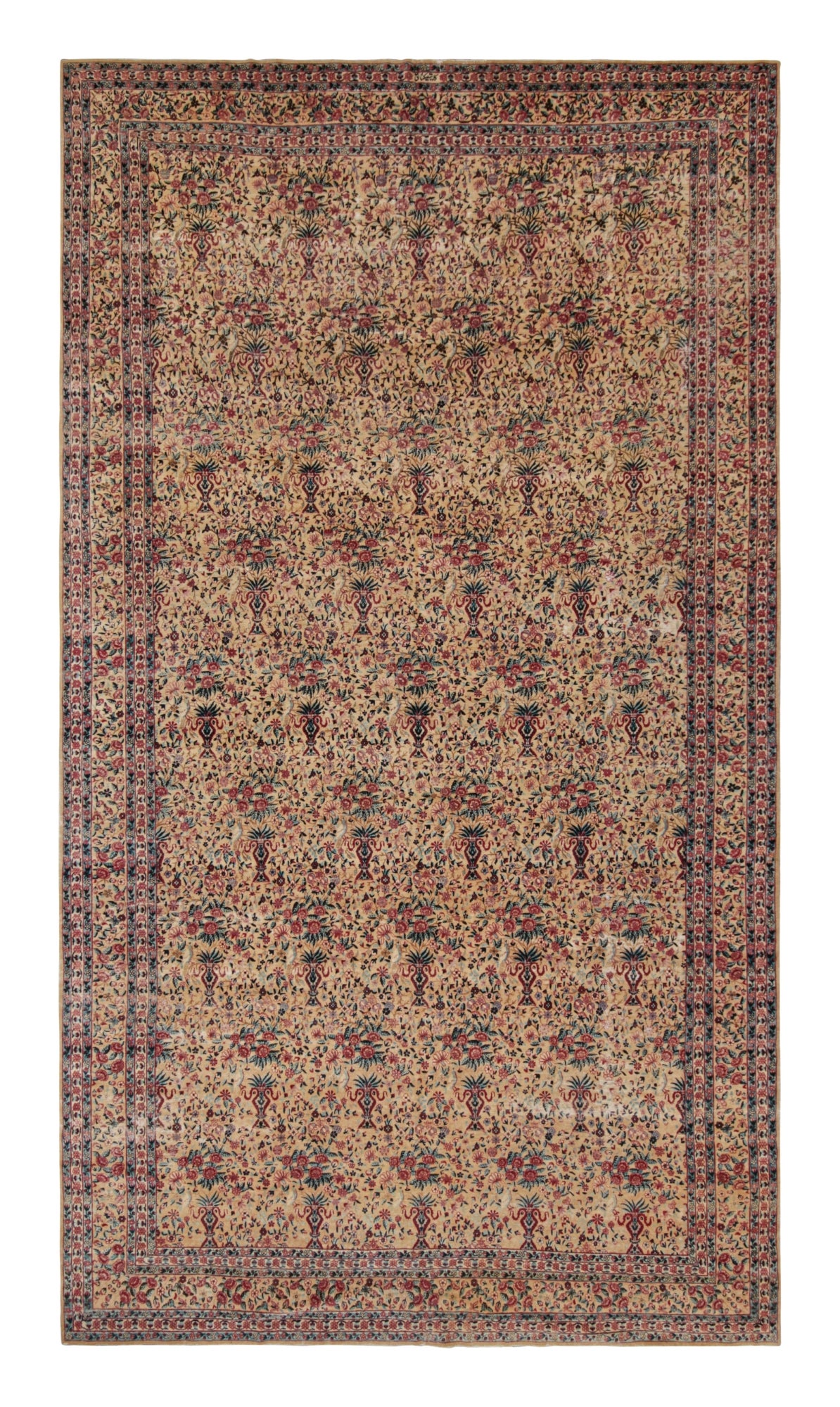 Rare Antique Kerman Lavar Persian Rug with Floral Patterns, from Rug & Kilim For Sale