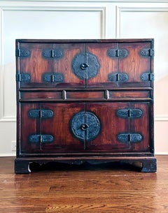 Rare Antique Korean Scholar Two-Level Book Chest Joseon Dynasty