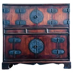 Rare Antique Korean Scholar Two-Level Book Chest Joseon Dynasty