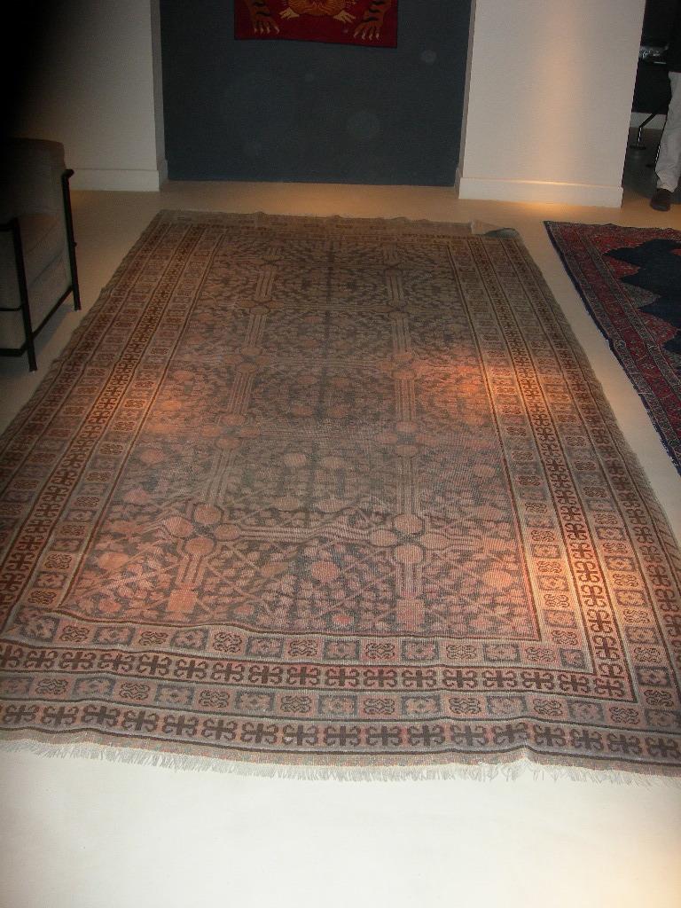 Wool Rare Antique Kothan Carpet or Rug For Sale