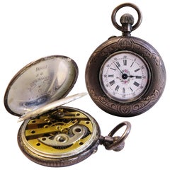 Rare Antique Lady Racine 0.935 Silver Pocket Watch