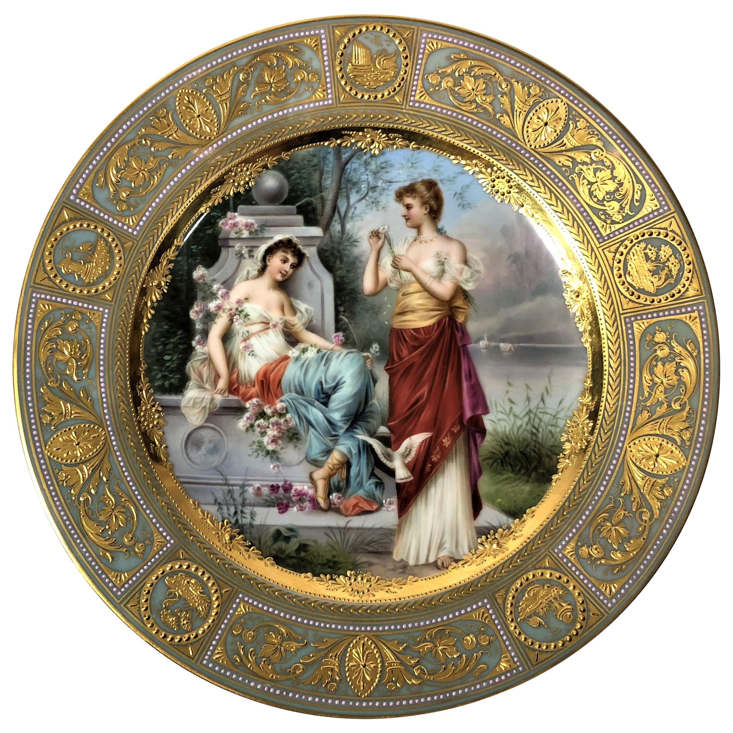 Rare Antique Late 19th Century Royal Vienna Portrait Plate