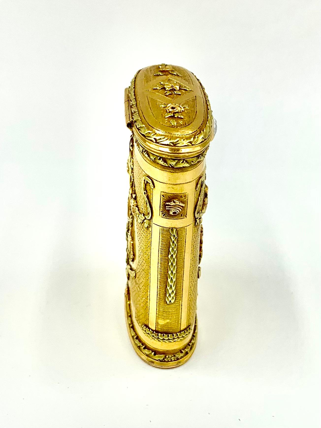Rare Antique Latin American Three Color Gold, Diamond Allegory of Love Oval Box For Sale 2