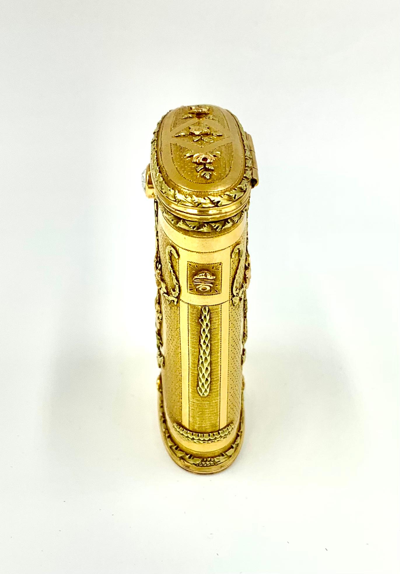 Rare Antique Latin American Three Color Gold, Diamond Allegory of Love Oval Box For Sale 3
